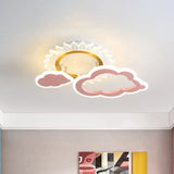 Rainbow Cloud Led Pink Flushmount For Child’s Bedroom / Sun