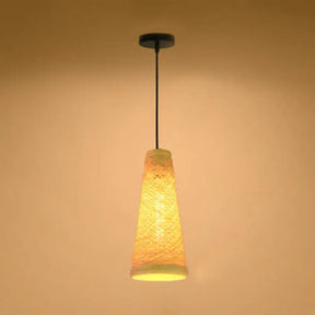 Rattan Handmade Pendant Lamp - Contemporary 1-Light Hanging In Blue/Brown Beige