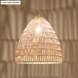 Rattan Hanging Ceiling Light - Asian-Inspired Single Wood Pendant Fixture