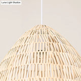 Rattan Hanging Ceiling Light - Asian-Inspired Single Wood Pendant Fixture