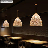 Rattan Hanging Ceiling Light - Asian-Inspired Single Wood Pendant Fixture