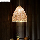 Rattan Hanging Ceiling Light - Asian-Inspired Single Wood Pendant Fixture