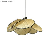 Rattan Hanging Lamp: Asian Style Wood Ceiling Light For Tea Room Flower-Inspired Design