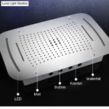 Recessed Ceiling Waterfall Shower Set High Flow LED Rain Mist Shower facuets Kits Batrhroom 5 Functions Mixing Valve