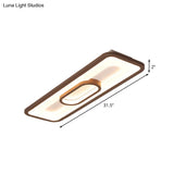 Rectangle Flush Mount Led Corridor Ceiling Light In Coffee White/Warm - 23.5’/31.5’ Wide