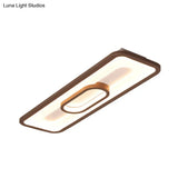 Rectangle Flush Mount Led Corridor Ceiling Light In Coffee White/Warm - 23.5’/31.5’ Wide