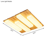 Rectangle Flushmount Japanese Style Led Ceiling Lamp In Natural/White For Bathroom