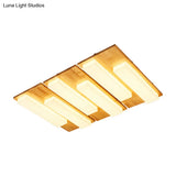 Rectangle Flushmount Japanese Style Led Ceiling Lamp In Natural/White For Bathroom