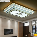 Rectangle Led Clear Crystal Flush Mount Ceiling Light For Modern Living Rooms