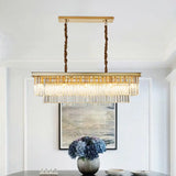 Rectangular 2-Tier Crystal Pendant Light: Artistic Island Hanging Fixture For Living Room Gold /