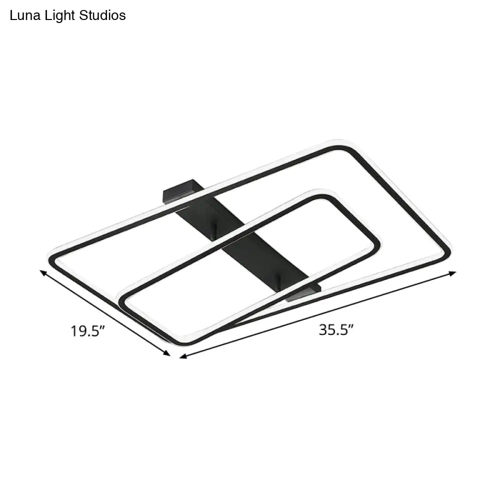 Rectangular Acrylic Led Flush Mount Light In Black - Warm/White Lighting