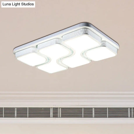 Rectangular Flush Mount Ceiling Light With Led Acrylic Fixture - Black/White Simple Design