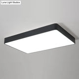 Rectangular Led Flush Ceiling Light - Black/White Iron Simplicity With Acrylic Diffuser