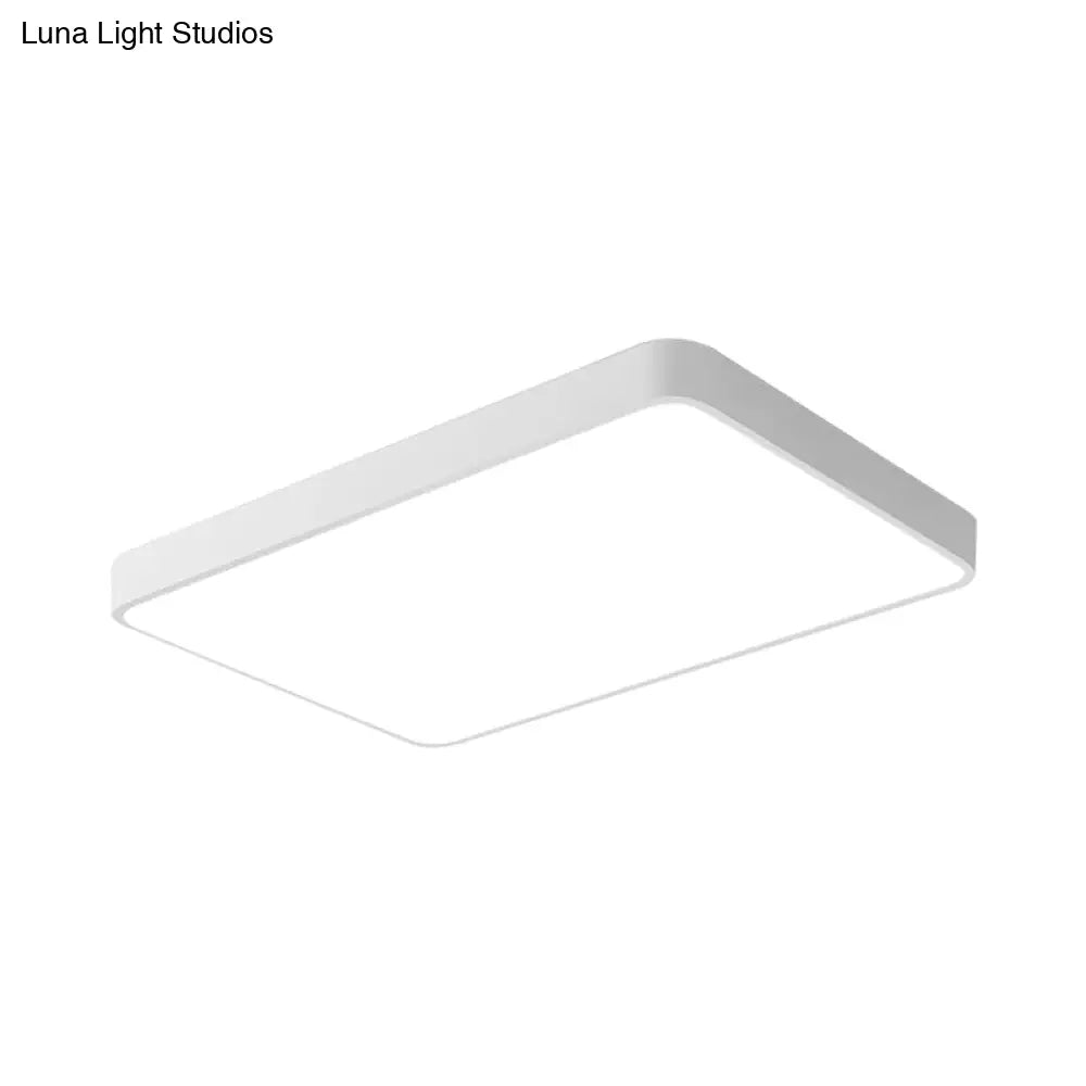 Rectangular Led Flush Ceiling Light - Black/White Iron Simplicity With Acrylic Diffuser