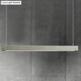 Rectangular Led Pendant Light - Cement Grey Island Hanging For Dining Room Simplicity In Design