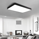 Rectangular Metal Flush Mount With Led Light - Simple White/Black For Bedroom And Office Black