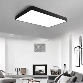 Rectangular Metal Flush Mount With Led Light - Simple White/Black For Bedroom And Office Black