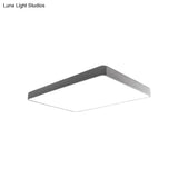 Rectangular Metal Flush Mount With Led Light - Simple White/Black For Bedroom And Office