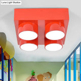 Rectangular Multi-Head Metal Ceiling Lamp For Modern Kitchen Flush Mount