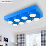 Rectangular Multi-Head Metal Ceiling Lamp For Modern Kitchen Flush Mount