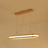 Rectangular Wood Island Pendant Light - Nordic Led Dining Room Fixture In Beige / 35.5 Natural