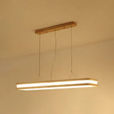 Rectangular Wood Island Pendant Light - Nordic Led Dining Room Fixture In Beige / 47.5 White