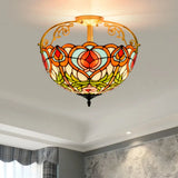 Red Cut Glass Petal Semi Flush Ceiling Lamp For Bedroom – 2/3 Lights 3 /
