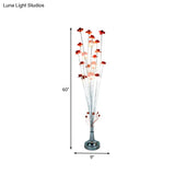 Red Flower Farmhouse Led Floor Lamp - Aluminum Wire Standing Light For Living Room