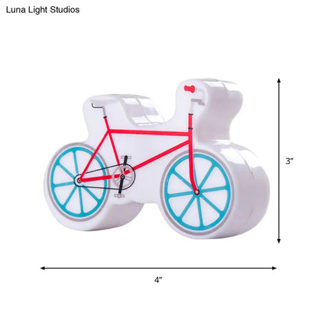 Red Kids Bike Lamp: Led Bedside Wall Light For Boys Rooms With Plug