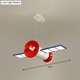 Red Led Satellite Ceiling Light For Childrens Bedroom - Space-Themed Acrylic Chandelier