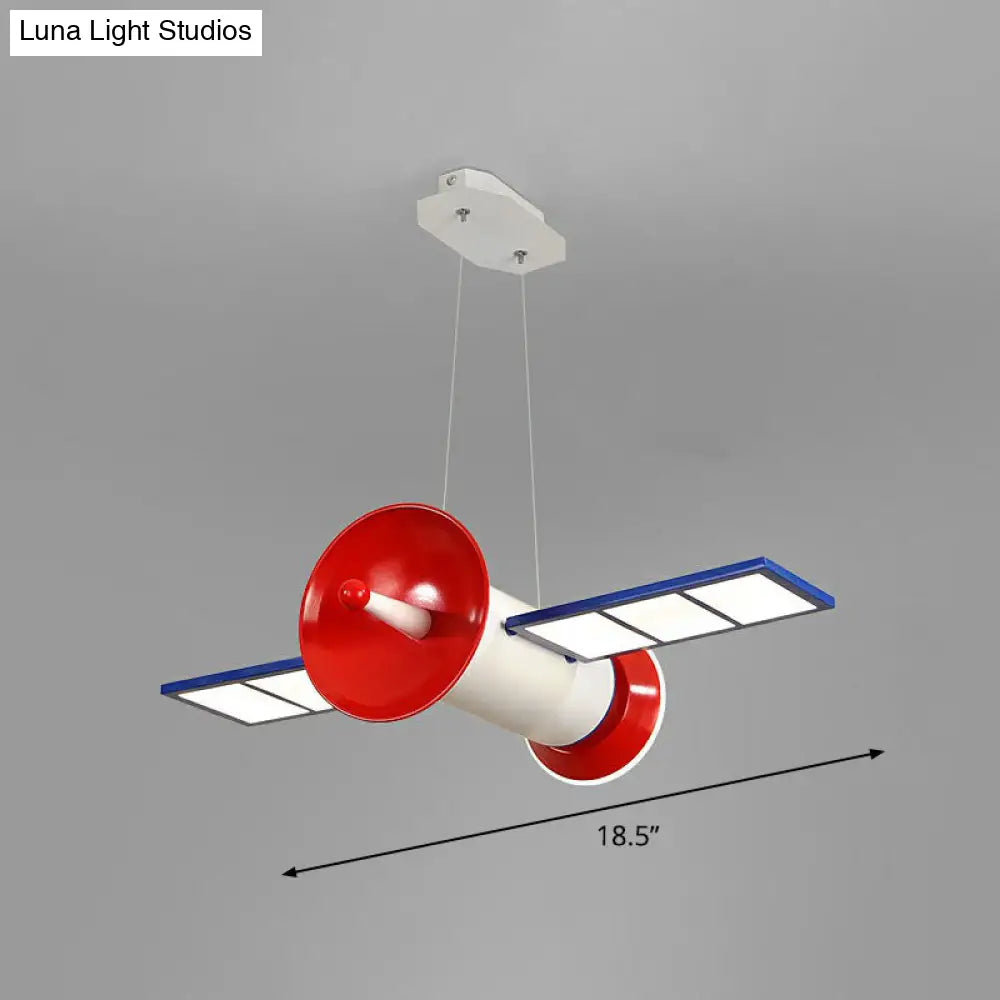 Red Led Satellite Ceiling Light For Childrens Bedroom - Space-Themed Acrylic Chandelier