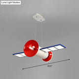 Red Led Satellite Ceiling Light For Childrens Bedroom - Space-Themed Acrylic Chandelier