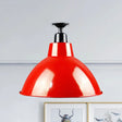 Red Metallic Ceiling Light Fixture - Vintage Dome Semi Flush Mount Ideal For Restaurants