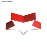 Red Pentastar Led Flush Ceiling Light - Minimalist Acrylic Mount For Meeting Room