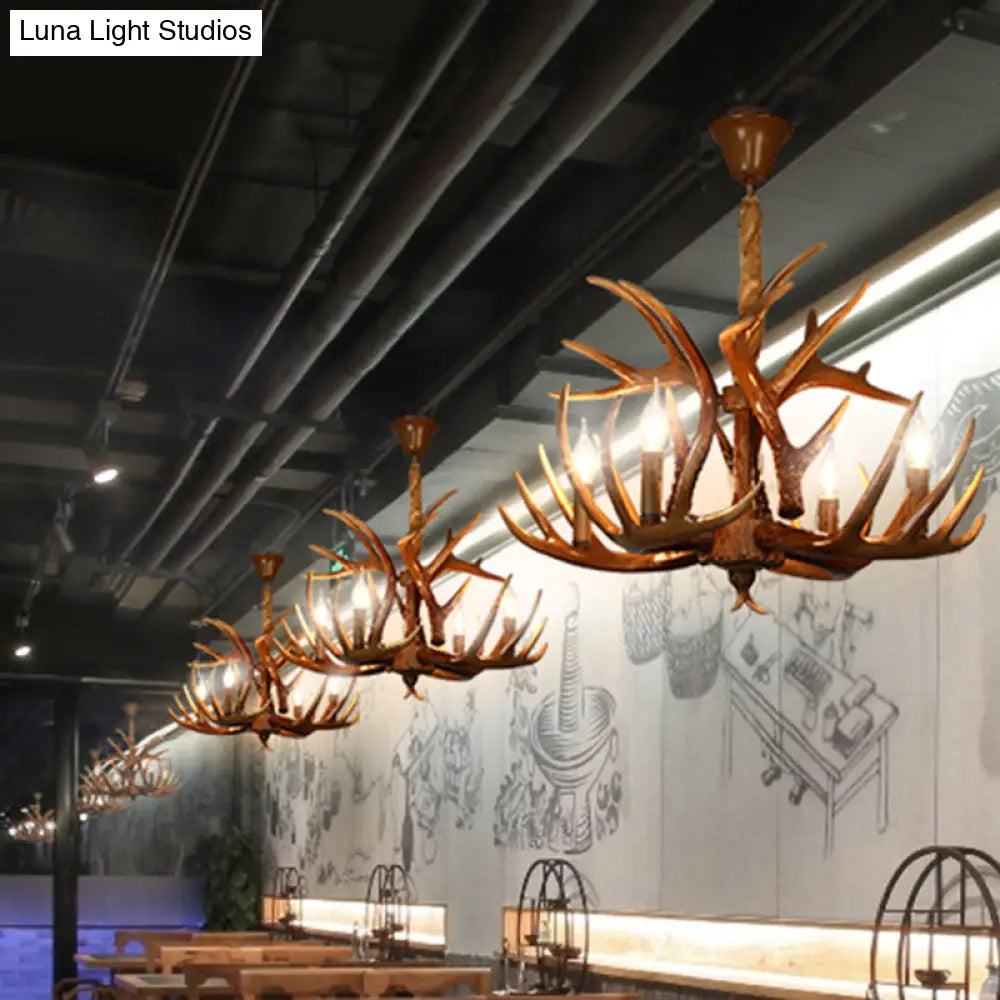 Resin Deer Horn Suspension Light - Traditional Chandelier For Restaurants
