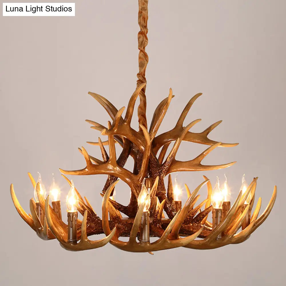 Resin Deer Horn Suspension Light - Traditional Chandelier For Restaurants