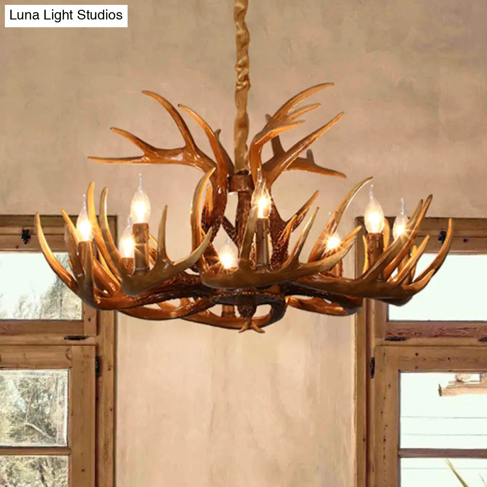 Resin Deer Horn Suspension Light - Traditional Chandelier For Restaurants