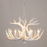 Resin Deer Horn Suspension Light - Traditional Chandelier For Restaurants 6 / White