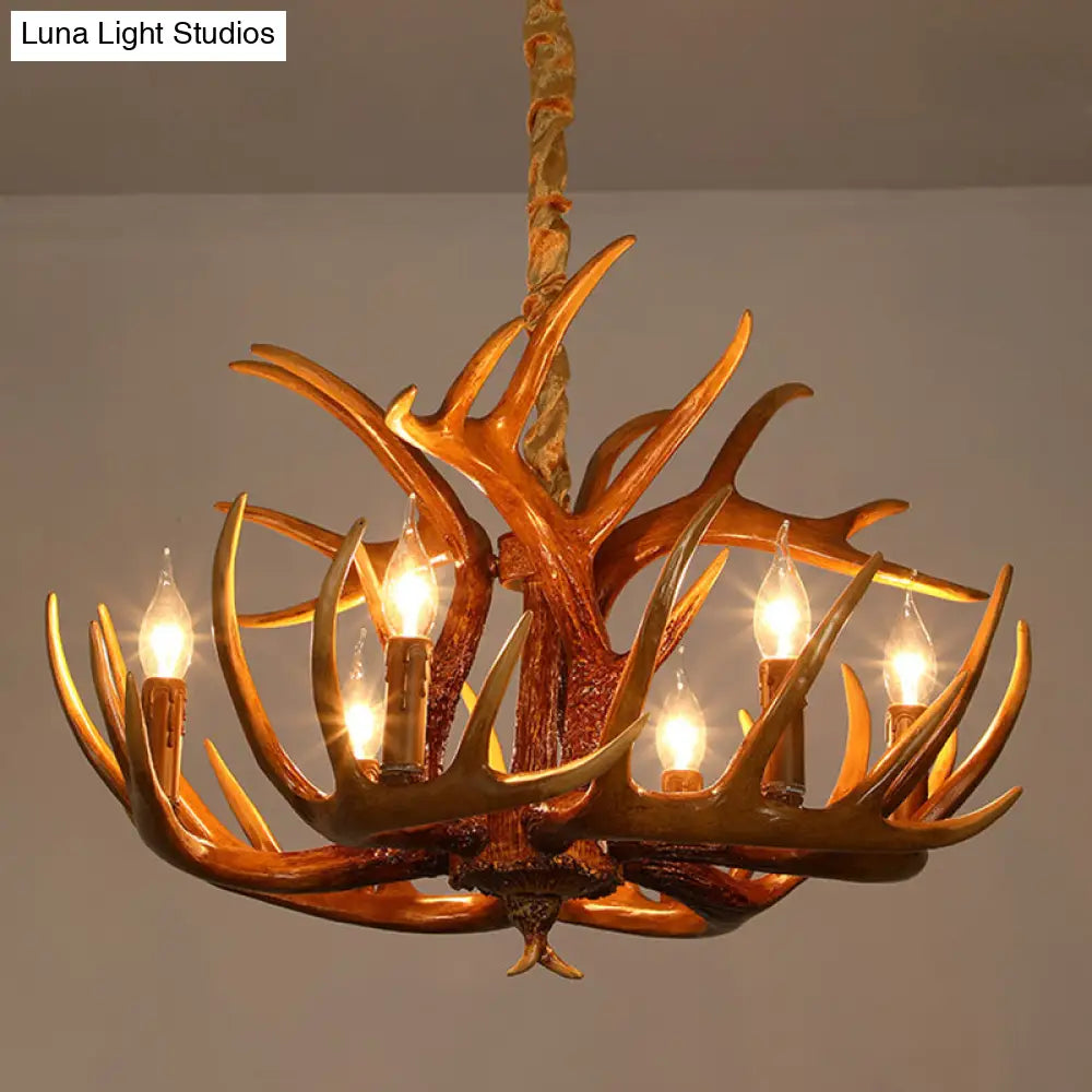 Resin Deer Horn Suspension Light - Traditional Chandelier For Restaurants