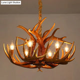 Resin Deer Horn Suspension Light - Traditional Chandelier For Restaurants