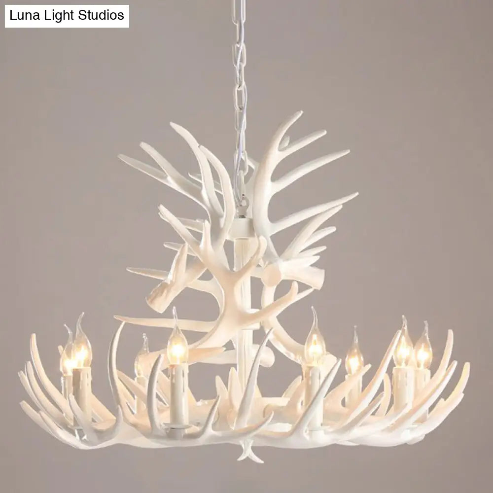 Resin Deer Horn Suspension Light - Traditional Chandelier For Restaurants