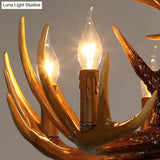 Resin Deer Horn Suspension Light - Traditional Chandelier For Restaurants