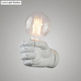 Resin Fist Wall Sconce: Distressed Wood White/Black - Perfect For Restaurants!