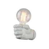Resin Fist Wall Sconce: Distressed Wood White/Black - Perfect For Restaurants! White
