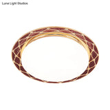 Resin Flush Mount Led Light Fixture - Traditional Black/Red/Apricot Bowl Living Room Lighting