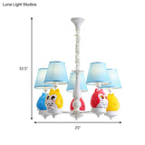 Resin Owl Pendant Chandelier - Animal Tapered Shade Hanging Ceiling Lamp For Kindergarten