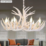 Resin White Antler Chandelier - Classic Pendant Light Fixture For Dining Room