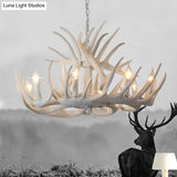 Resin White Antler Chandelier - Classic Pendant Light Fixture For Dining Room