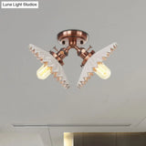 Restaurant Ceiling Light With Scalloped Milk Glass Shade In Black/Bronze Semi-Flush Mount