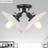 Restaurant Ceiling Light With Scalloped Milk Glass Shade In Black/Bronze Semi-Flush Mount